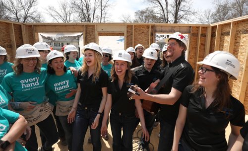 RUTH BONNEVILLE / WINNIPEG FREE PRESS

Artistic Director of the Winnipeg Youth Choir, Garth Rempel (with guitar),and a small group of its singers will be singingsing for volunteers from the Johnston Group Inc. for Habitat for Humanity at a build site located at 1979 Bannatyne Avenue West Tuesday.  

This is in anticipation of the WYC's benefit concert "Building Hope"which will take place at 7pm on Monday, May 14, 2018 at the Centennial Concert Hall. 

Standup photo 


May 08,  2018
