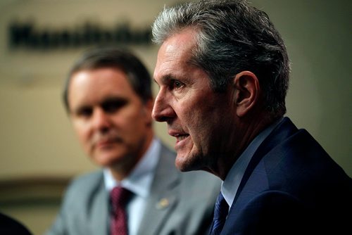 PHIL HOSSACK / WINNIPEG FREE PRESS -  Premier Brian Pallister at a press conference Wednesday re: Transformation Capital Fund. See story. - MAY 9, 2018.