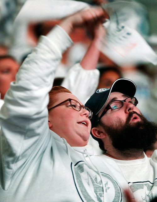 PHIL HOSSACK / WINNIPEG FREE PRESS - Jets Fans filled Bell/MTS Place and roared to life as the Jets opened the scoring and then scored again against the Nashville Predators Thursday evening. - MAY 10, 2018.