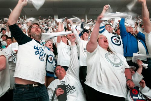 PHIL HOSSACK / WINNIPEG FREE PRESS - Jets Fans filled Bell/MTS Place and roared to life as the Jets opened the scoring and then scored again against the Nashville Predators Thursday evening. - MAY 10, 2018.