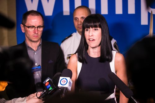 MIKAELA MACKENZIE / WINNIPEG FREE PRESS
Dayna Spiring, president and CEO of Economic Development Winnipeg announces a new ticketing policy for the whiteout street party this Saturday in Winnipeg on Friday, May 11, 2018. 
Mikaela MacKenzie / Winnipeg Free Press 2018.