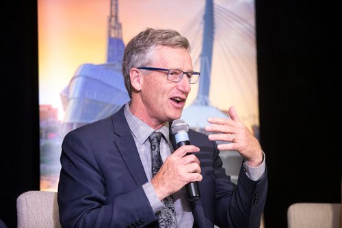 MIKAELA MACKENZIE / WINNIPEG FREE PRESS
Minister Blaine Pedersen speaks on a panel at the Richardson Building in Winnipeg on Friday, May 11, 2018. 
Mikaela MacKenzie / Winnipeg Free Press 2018.