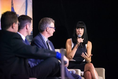 MIKAELA MACKENZIE / WINNIPEG FREE PRESS
Economic Development Winnipeg president Dayna Spiring speaks on a panel at the Richardson Building in Winnipeg on Friday, May 11, 2018. 
Mikaela MacKenzie / Winnipeg Free Press 2018.