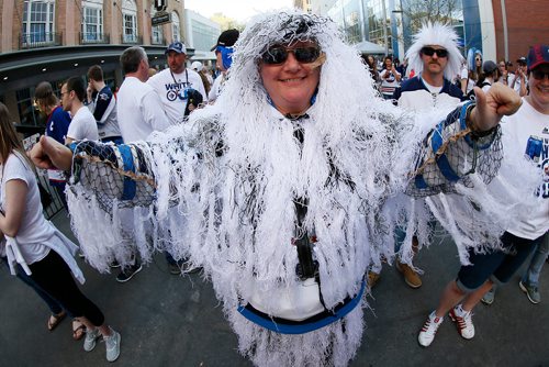 JOHN WOODS/ WINNIPEG FREE PRESS
Michelle Moore, @JettiTheYetti, was out enjoying the White Out Party prior to game two of the NHL Western Conference Final between the Winnipeg Jets and Vegas Golden Knights in Winnipeg on Monday, May 14, 2018.