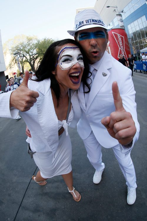 JOHN WOODS/ WINNIPEG FREE PRESS
Erin Lubinski and Marc Chateau were out enjoying the White Out Party prior to game two of the NHL Western Conference Final between the Winnipeg Jets and Vegas Golden Knights in Winnipeg on Monday, May 14, 2018.