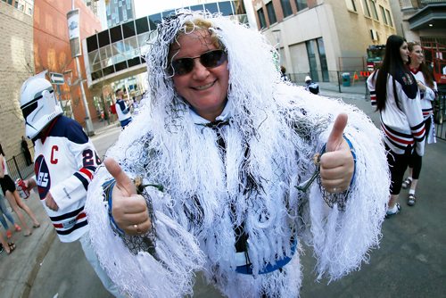 JOHN WOODS/ WINNIPEG FREE PRESS
Michelle Moore, @JettiTheYetti, was out enjoying the White Out Party prior to game two of the NHL Western Conference Final between the Winnipeg Jets and Vegas Golden Knights in Winnipeg on Monday, May 14, 2018.