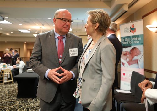 RUTH BONNEVILLE / WINNIPEG FREE PRESS


Pizza business tycoon, Michael Schlater,  CEO of Domino's Pizza of Canada talks with Karen Cornejo, Chair, Childrens Hospital Foundation of Manitoba, after  announcement of  his donation of  $3.5 million to the Children's Hospital at Victoria Inn & Conference Centre Tuesday.  

Description:
Childrens Hospital Foundation of Manitoba (Pediatric Cardiac Care), Announce Big Move For Pediatric Cardiac Care at  Victoria Inn & Conference Centre Tuesday.
 
More info from presser: Honourable Kelvin Goertzen, Minister of Health; Karen Cornejo, Chair, Childrens Hospital Foundation of Manitoba; Dr. Reeni Soni, Section Head, Pediatric Cardiology, Childrens Hospital  HSC Winnipeg; and special guests
 
See Jane Gerster story

May 15,  2018
