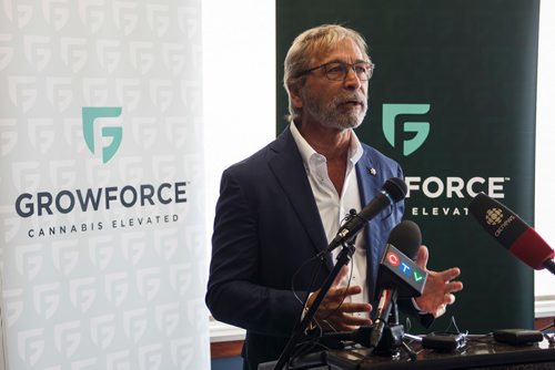 MIKE DEAL / WINNIPEG FREE PRESS
GrowForce Holdings a new Canadian cannabis company held an announcement in their newly purchased facility in the St. Boniface Industrial Park, an old meat processing facility which has sat empty for about eight years.
Bob Silver a member of the Board of Directors at GrowForce during the announcement.
180515 - Tuesday, May 15, 2018.