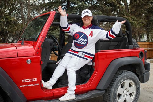 MIKE DEAL / WINNIPEG FREE PRESS
Brenda Bourns owner of Event Strategy Productions decided last week that she was going to charter a plane, for the first time, to try to get as many Winnipeg Jets fans to Las Vegas for the playoff games as she could.
180515 - Tuesday, May 15, 2018.
