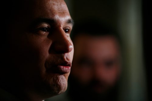 JOHN WOODS / WINNIPEG FREE PRESS
Manitoba NDP leader Wab Kinew speaks to media at The Manitoba legislature Tuesday, May 15, 2018.