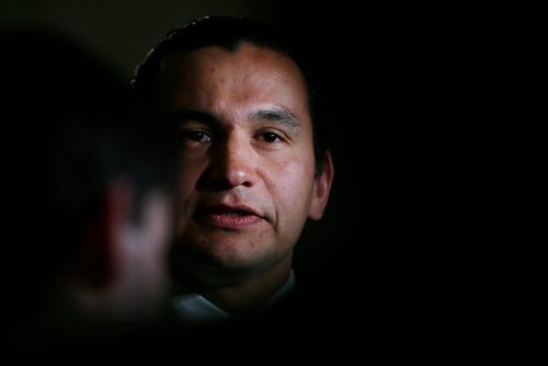 JOHN WOODS / WINNIPEG FREE PRESS
Manitoba NDP leader Wab Kinew speaks to media at The Manitoba legislature Tuesday, May 15, 2018.