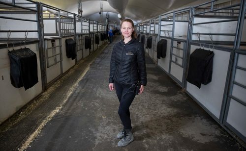 MIKE DEAL / WINNIPEG FREE PRESS
Aurelie Vozak, the logistics director of Odysseo by Cavalia, in the stable where most of the horses are kept.  
180516 - Wednesday, May 16, 2018.