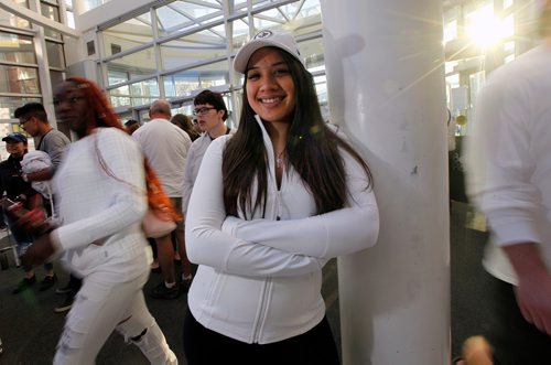 PHIL HOSSACK / WINNIPEG FREE PRESS -  New Jet's fan Ashley Richard watched the viewing party at Bell MTS Jessica Botelho-Urbanski story. - MAY 8, 2018.