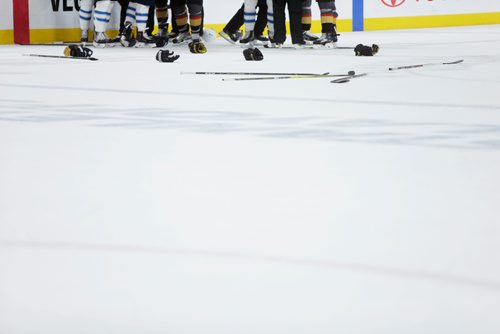 MIKAELA MACKENZIE / WINNIPEG FREE PRESS
The ice is littered with sticks and gloves in a fight as the game ended in Game 3 at the T-Mobile Arena in Las Vegas on Wednesday, May 16, 2018. The game ended 2-3 for the Knights.
Mikaela MacKenzie / Winnipeg Free Press 2018.
