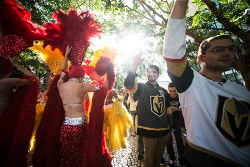 MIKAELA MACKENZIE / WINNIPEG FREE PRESS
The Knights march to the arena before the Winnipeg Jets play the Las Vegas Golden Nights in Game 3 in Las Vegas on Wednesday, May 16, 2018.
Mikaela MacKenzie / Winnipeg Free Press 2018.