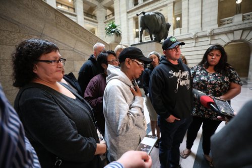 RUTH BONNEVILLE / WINNIPEG FREE PRESS

Family members of of April Carpenter confirmed that the body the Winnipeg Police  pulled from the Red River Wednesday afternoon was 23-year-old April Carpenter. 

The family held a press conference at the Legislative building Thursday afternoon. Billy Dubery, a friend of the Carpenter family and member of Mama Bear Clan, spoke on behalf of the family about the news of finding Aprils body in the river.

(Names) Aprils mom, Cheryl Carpenter, is in black hat and grey hoodie. Billy Dubery (wearing black with bk hat) and Aprils sister, Carolyn Carpenter (floral), is to the right of Billy in photo. 

Carpenters mother wanted people to know her daughters body was found.  We encourage anyone with any information to come forward so we can find justice for April, she posted Thursday on Facebook.

Member of the legislature and friend to the family, Nahanni Fontaine, stood with the family during presser Thursday.

Police said the cause of death has not been confirmed and an autopsy is pending.

Police had asked the public for help finding Carpenter Tuesday, nearly three weeks after she went missing. She had last been seen in the city's West End on April 26.

May 17,  2018

