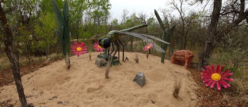 PHIL HOSSACK / WINNIPEG FREE PRESS - Extreme Bugs- decorate the landscape at the Assiniboine Park Zoo Thursday, laying in wait for their official opening Friday. Here a DragonFLy. - MAY 17, 2018.
