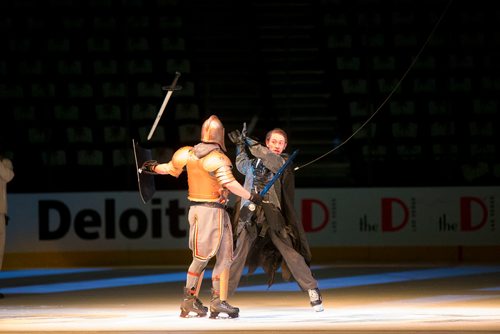 MIKAELA MACKENZIE / WINNIPEG FREE PRESS
Zachary Frongillo, who plays the Jets "villain," during dress rehearsal at the T-Mobile Arena in Las Vegas on Friday, May 18, 2018.
Mikaela MacKenzie / Winnipeg Free Press 2018.