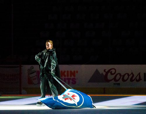 MIKAELA MACKENZIE / WINNIPEG FREE PRESS
Zachary Frongillo, who plays the Jets "villain," during dress rehearsal at the T-Mobile Arena in Las Vegas on Friday, May 18, 2018.
Mikaela MacKenzie / Winnipeg Free Press 2018.