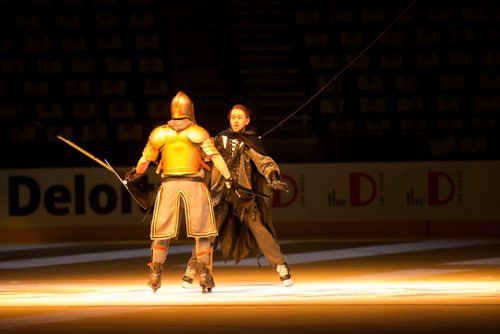 MIKAELA MACKENZIE / WINNIPEG FREE PRESS
Zachary Frongillo, who plays the Jets "villain," during dress rehearsal at the T-Mobile Arena in Las Vegas on Friday, May 18, 2018.
Mikaela MacKenzie / Winnipeg Free Press 2018.