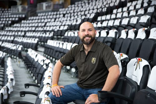 MIKAELA MACKENZIE / WINNIPEG FREE PRESS
Jonny Greco, VP of Events & Entertainment for the Vegas Knights poses for a portrait at the T-Mobile Arena in Las Vegas on Friday, May 18, 2018.
Mikaela MacKenzie / Winnipeg Free Press 2018.