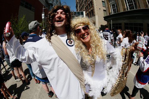 JOHN WOODS/ WINNIPEG FREE PRESS
Brendon Ives and Lynda Thompson at the White Out Street Party prior to game five action between the Winnipeg Jets and the Vegas Golden Knights in the NHL Western Conference Final in Winnipeg on Sunday, May 20, 2018.