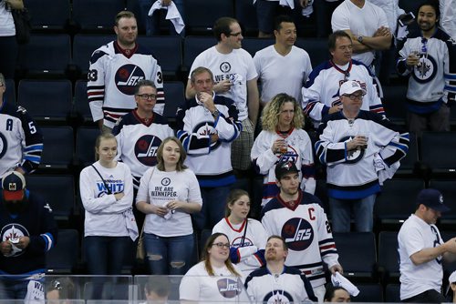 JOHN WOODS/ WINNIPEG FREE PRESS
Winnipeg Jets' fans look on as the Jets lose game five in the NHL Western Conference Final against the Vegas Golden Knights in Winnipeg on Sunday, May 20, 2018.