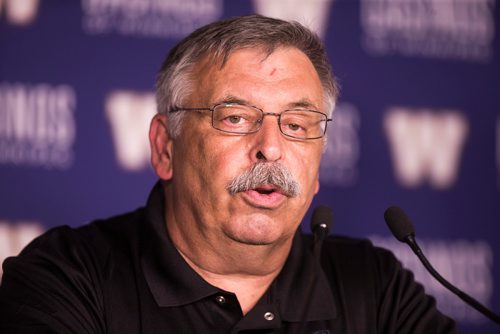 MIKAELA MACKENZIE / WINNIPEG FREE PRESS
Rick Henkewich speaks at a press conference before the Senior Bowl next Saturday in Winnipeg on Wednesday, May 23, 2018.  
Mikaela MacKenzie / Winnipeg Free Press 2018.