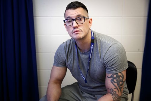 MIKE DEAL / WINNIPEG FREE PRESS
Nelson Berard was sent to Headingley for armed robbery last December and managed to sober up (opioid addiction) there with the help of a program that helped him realize the impact his using was having on himself and his family..  
180523 - Wednesday, May 23, 2018.