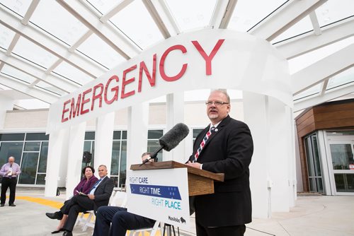 MIKE DEAL / WINNIPEG FREE PRESS
Health Minister Kevin Goertzen during the grand opening of the new Emergency department, named the Edward and Marjorie Danylchuk Centre, at the Grace Hospital Thursday morning.  
180524 - Thursday, May 24, 2018.