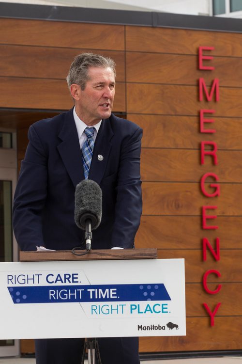 MIKE DEAL / WINNIPEG FREE PRESS
Premier Brian Pallister during the grand opening of the new Emergency department, the Edward and Marjorie Danylchuk Centre, at the Grace Hospital Thursday morning.  
180524 - Thursday, May 24, 2018.