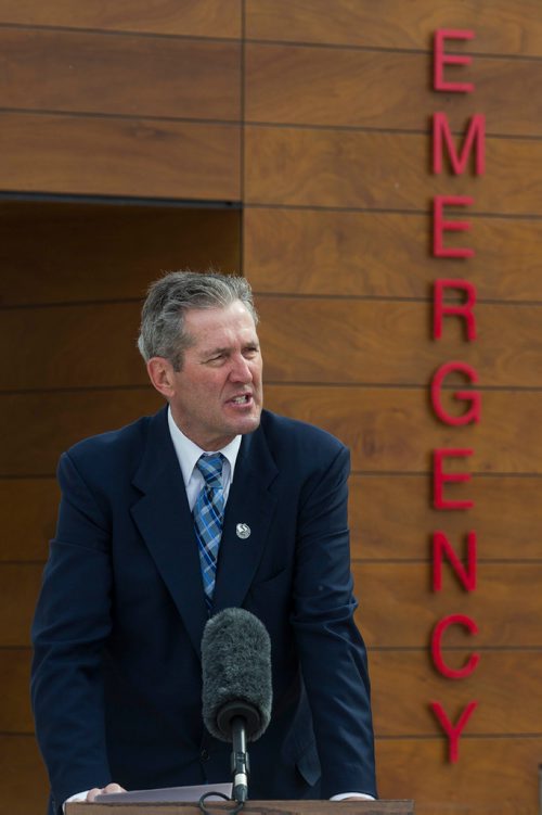MIKE DEAL / WINNIPEG FREE PRESS
Premier Brian Pallister during the grand opening of the new Emergency department, the Edward and Marjorie Danylchuk Centre, at the Grace Hospital Thursday morning.  
180524 - Thursday, May 24, 2018.