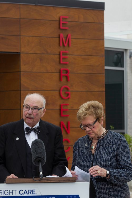 MIKE DEAL / WINNIPEG FREE PRESS
Edward and Marjorie Danylchuk during the grand opening of the new Emergency department, named the Edward and Marjorie Danylchuk Centre, at the Grace Hospital Thursday morning.  
180524 - Thursday, May 24, 2018.