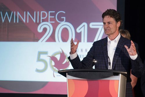 MIKE DEAL / WINNIPEG FREE PRESS
Jeff Hnatiuk, President & CEO, 2017 Canada Summer Games, during the announcement for the financial legacy of the 2017 Canada Summer Games at the Canada Games Sport for Life Centre, Friday morning.
180525 - Friday, May 25, 2018.