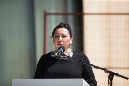 MIKAELA MACKENZIE / WINNIPEG FREE PRESS
Grand Chief Sheila North speaks before the Winnipeg Art Gallery breaks ground for the new Inuit Centre in Winnipeg on Friday, May 25, 2018.  
Mikaela MacKenzie / Winnipeg Free Press 2018.