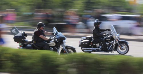 TREVOR HAGAN / WINNIPEG FREE PRESS
Participants departing the Polo Park parking lot to start the Ride for Dad, a charity motorcycle ride raising money for prostate cancer and education, Saturday, May 26, 2018.