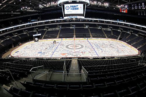 JOHN WOODS / WINNIPEG FREE PRESS
Fans were allowed to paint their message on the ice at Paint The Rink at the Winnipeg Jets' arena Sunday, May 27, 2018.