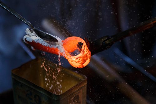 MIKE DEAL / WINNIPEG FREE PRESS
Matt Jenkins co-owner of Cloverdale Forge works on an axe head that will be on display at the Manitoba Museum in the newly renovated Nonsuch gallery.
180419 - Thursday, April 19, 2018.