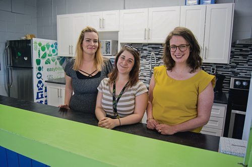 Canstar Community News May 23, 2018 - The Ryerson Boys and Girls Club have a new $30,000 kitchen thanks to a grant from goeasy. The club serves about 900 meals and snacks monthly. Pictured from left: Katelyn Rodericks, program facilitator; Sasha Mesongnik, activity facilitator; and Allison Drummond, club manager. (Danielle Da Silva/Canstar/Sou'wester)