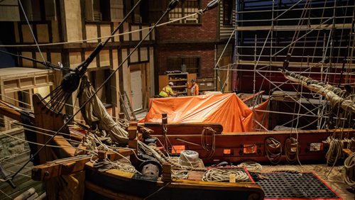 MIKE DEAL / WINNIPEG FREE PRESS
Work continues on the re-rigging of the Nonsuch for historical accuracy, and longevity. Though work is almost done on the Nonsuch, the gallery itself has a ways to go, it will reopen in June 2018.
180215 - Thursday, February 15, 2018.