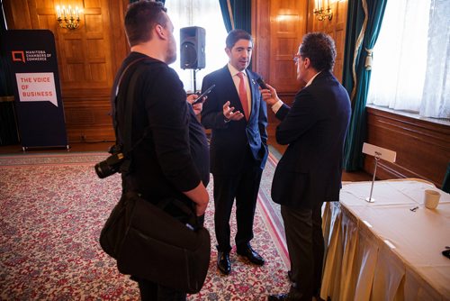 MIKE DEAL / WINNIPEG FREE PRESS
Dionisio Pérez Jácome, Ambassador of Mexico to Canada speaking at a Manitoba Chamber of Commerce event at the Fort Garry Hotel.
180529 - Tuesday, May 29, 2018.