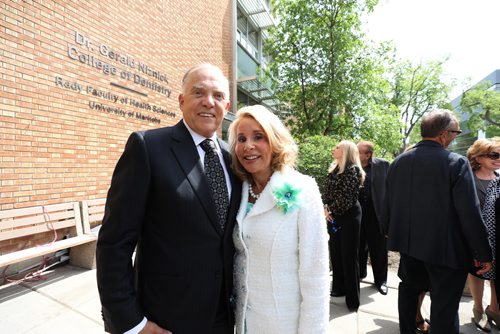 RUTH BONNEVILLE / WINNIPEG FREE PRESS


Photo of DR. GERALD AND MRS. REESA NIZNICK  in front of the newly unveiled sign on the outside wall of the  College of Dentistry at the Rady Faculty of Health Sciences at the University of Manitoba Bannatyne Campus Tuesday.  A formal ceremony was held earlier in the atrium of the Brodie centre where it was announced that  Dr. Niznick  donated an historic $7.5 million of funding for the college before the unveiling. 

See Ashley Prest story.

May 29,  2018
