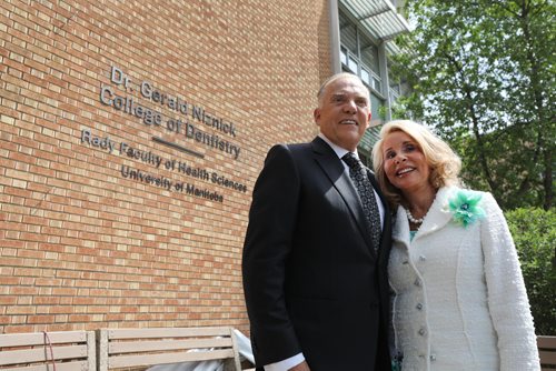 RUTH BONNEVILLE / WINNIPEG FREE PRESS


Photo of DR. GERALD AND MRS. REESA NIZNICK  in front of the newly unveiled sign on the outside wall of the  College of Dentistry at the Rady Faculty of Health Sciences at the University of Manitoba Bannatyne Campus Tuesday.  A formal ceremony was held earlier in the atrium of the Brodie centre where it was announced that  Dr. Niznick  donated an historic $7.5 million of funding for the college before the unveiling. 

See Ashley Prest story.

May 29,  2018
