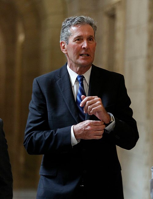 PHIL HOSSACK / WINNIPEG FREE PRESS -  Premier Brian Pallister after Question Period Tuesday afternoon. Larry and Jessica's story. - May 29, 2018