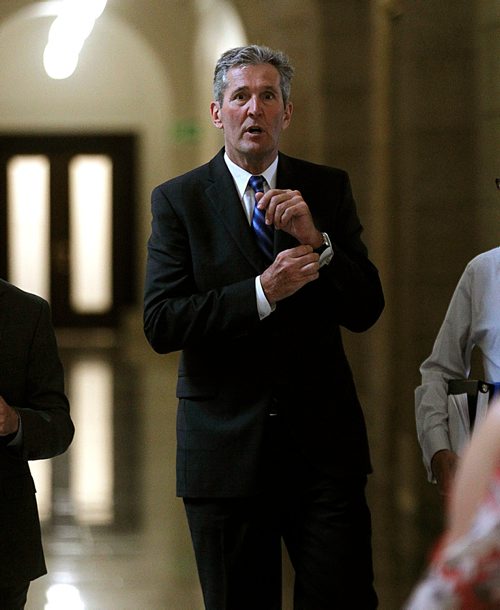 PHIL HOSSACK / WINNIPEG FREE PRESS -  Premier Brian Pallister after Question Period Tuesday afternoon. Larry and Jessica's story. - May 29, 2018