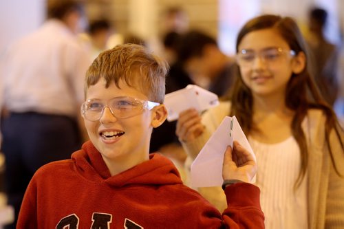 TREVOR HAGAN / WINNIPEG FREE PRESS
Daniel H. and Hailey J., grade 6 students from Chancellor School at the RRC Stevenson Campus during aerospace week,  Friday, June 1, 2018.