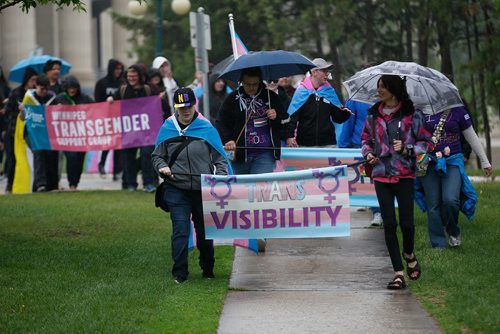 JOHN WOODS / WINNIPEG FREE PRESS
People march at a transgender rally and march at the Manitoba Legislature Saturday, June 2, 2018.