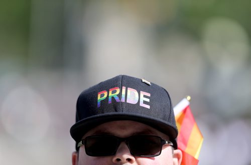 TREVOR HAGAN / WINNIPEG FREE PRESS
Jesse Dinning at the Pride Rally at the Legislative Building, Sunday, June 3, 2018.