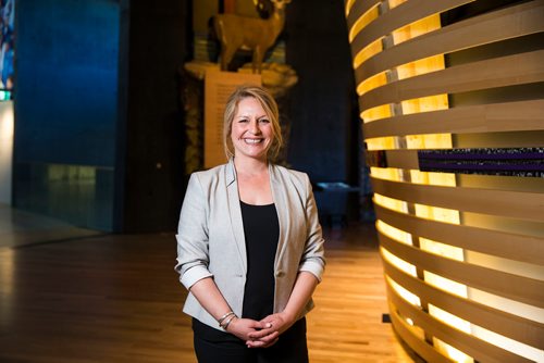 MIKAELA MACKENZIE / WINNIPEG FREE PRESS
Mireille Lamontagne, Manager, Advanced and Professional Programs Canadian Museum for Human Rights (CMHR), poses for a portrait at the CMHR in Winnipeg on Monday, June 4, 2018.  Lamontagne designed a new executive leadership program on Indigenous and Human Rights that the museum is launching related to the Truth and Reconciliations call to action.
Mikaela MacKenzie / Winnipeg Free Press 2018.