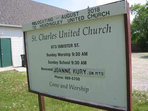 Canstar Community News May 29, 2018 - The sign outside St. Charles United Church noted the church's upcoming closure and the congregation's move to attend Headingley United Church. (ANDREA GEARY/CANSTAR COMMUNITY NEWS)